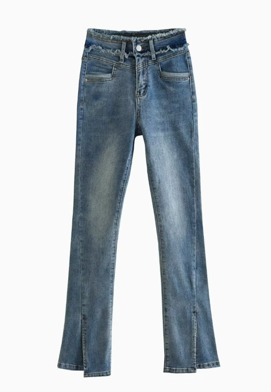 Frayed High Waist Bootcut Jeans
