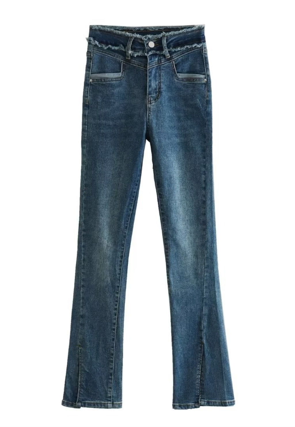 Frayed High Waist Bootcut Jeans