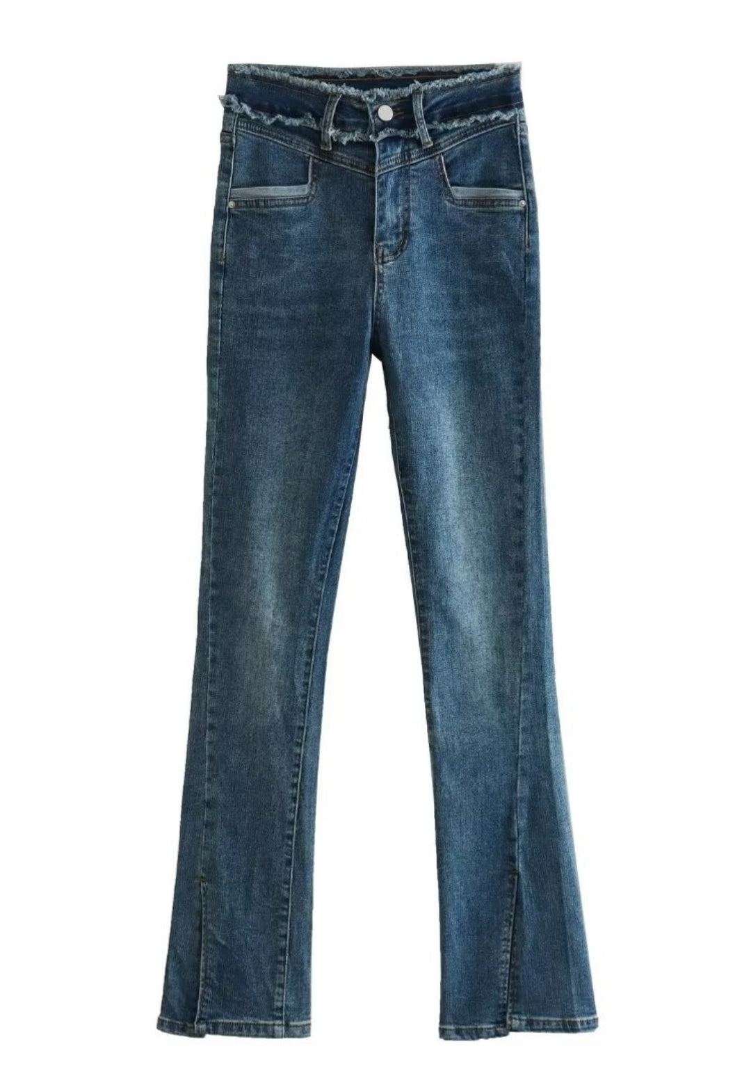 Frayed High Waist Bootcut Jeans