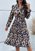 Abstract Print Stand Collar Dress