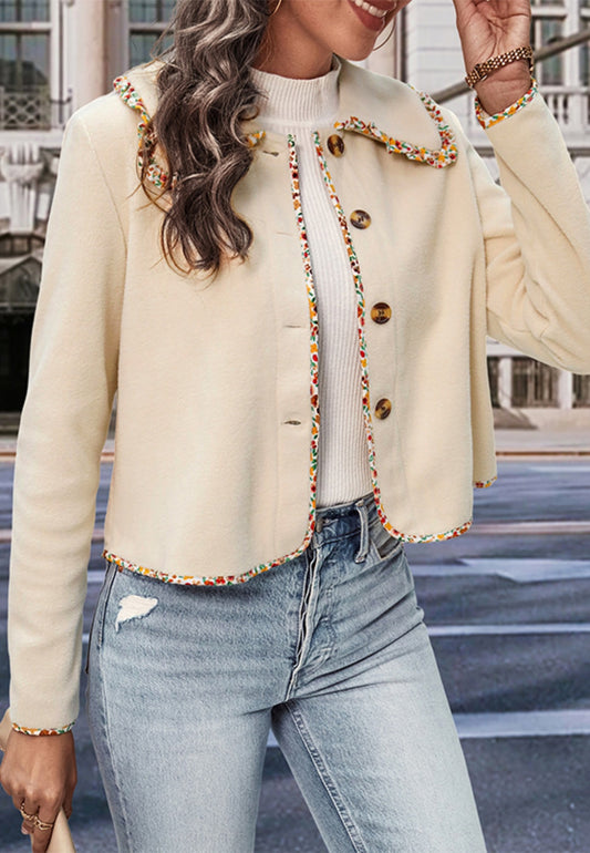 Contrast Multicolor Floral Trim Jacket