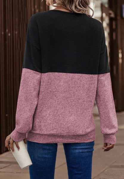 Cross Front Color Block Sweater