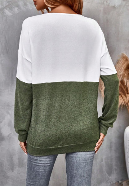 Cross Front Color Block Sweater