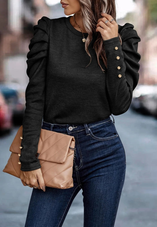 Pleated Gigot Sleeve Top
