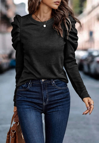 Pleated Gigot Sleeve Top