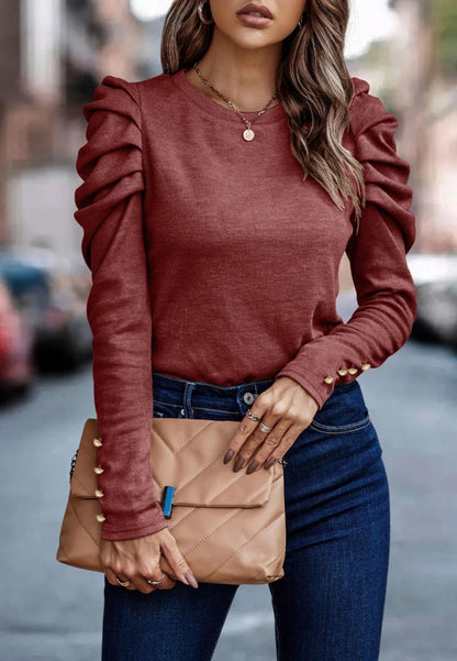 Pleated Gigot Sleeve Top