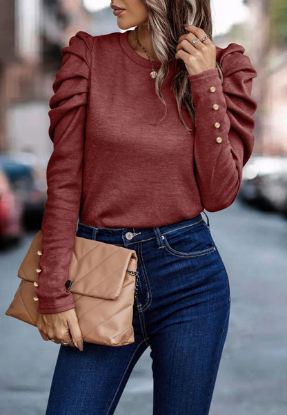 Pleated Gigot Sleeve Top