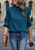 Blusa texturizada con hombros con volantes