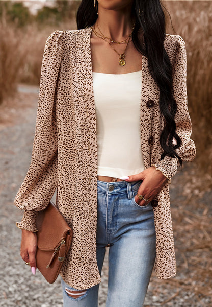 Leopard Print Front Button Down Top