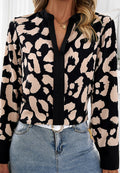 Blusa de cuello mandarín con estampado de leopardo