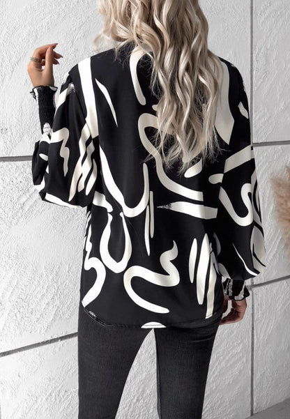 Camisa estampada con mangas de obispo