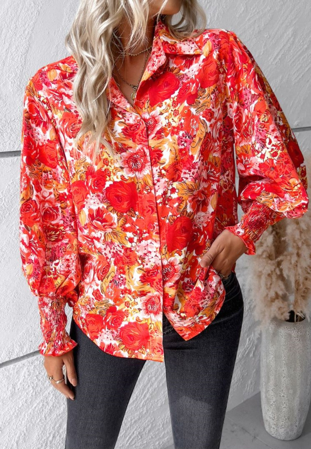 Printed Bishop Sleeve Shirt