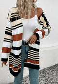 Rustic Color Long Sleeve Drop Shoulder Long Line Cardigan