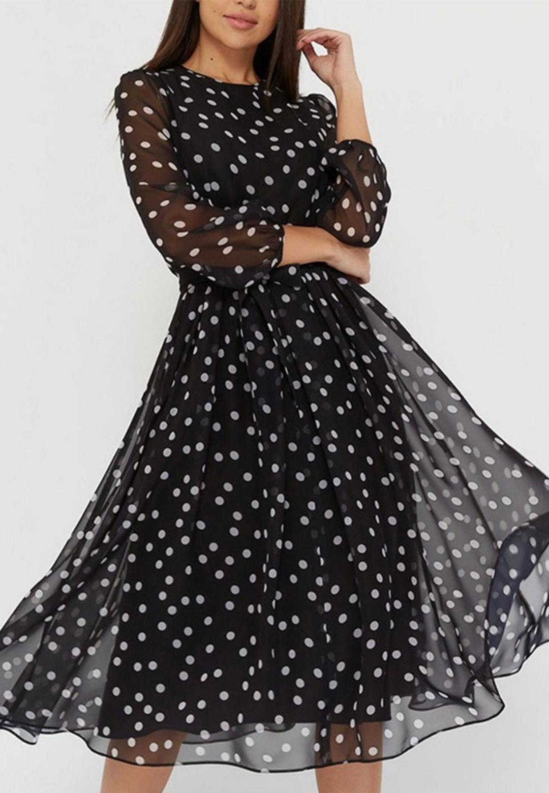 Sheer Polka Dot Print Dress