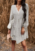 Vestido de crochet con cuello en V y estampado de lunares