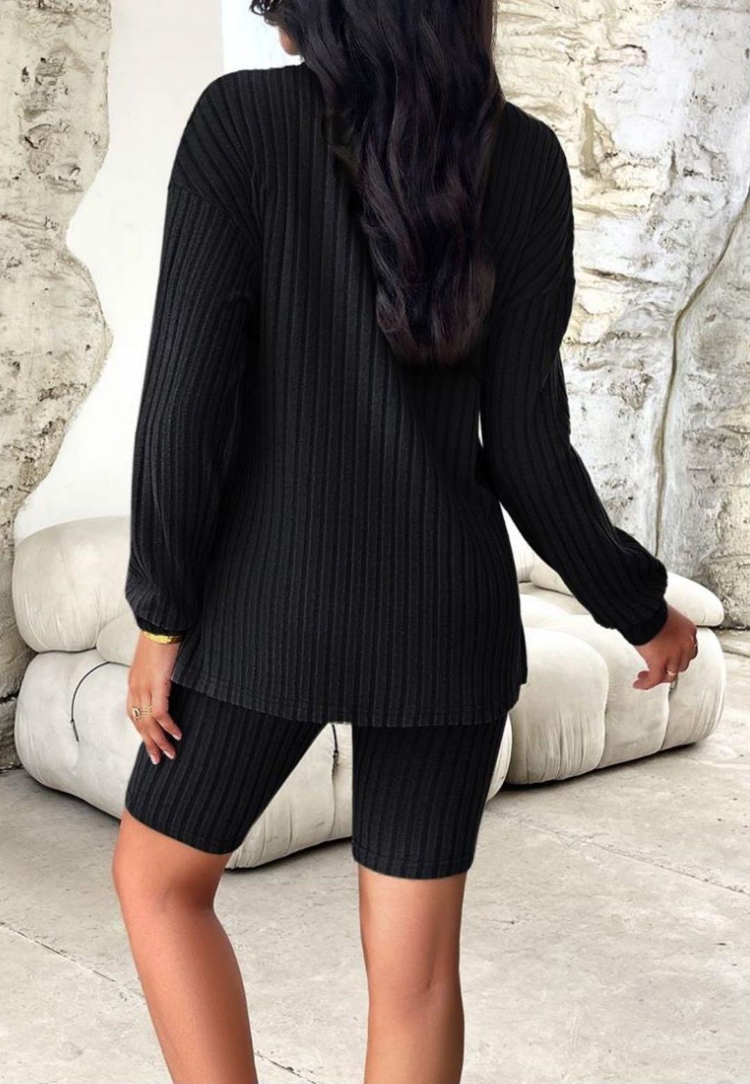 Conjunto de jersey y pantalones cortos de punto acanalado