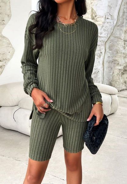 Ribbed Knit Sweater and Shorts Coordinates