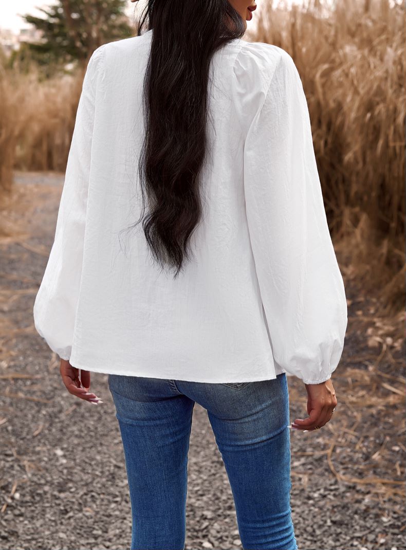 Blusa babydoll con cuello con lazo doble