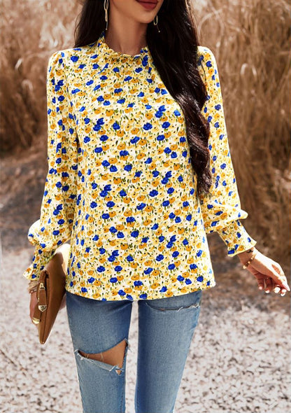 Shirred Cuff Long Sleeve Blouse