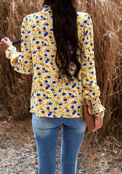 Shirred Cuff Long Sleeve Blouse