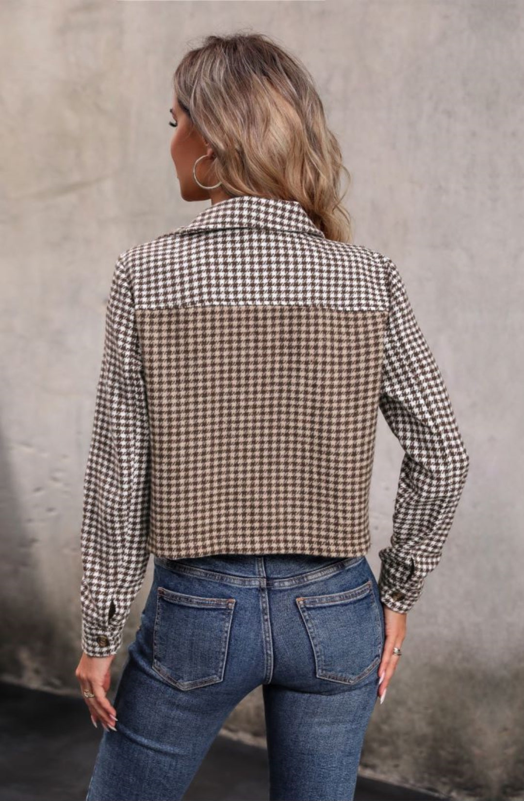 Two Tone Houndstooth Pattern Jacket
