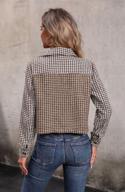 Two Tone Houndstooth Pattern Jacket