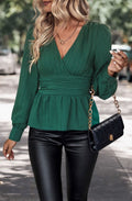 Blusa peplum texturizada con escote cruzado