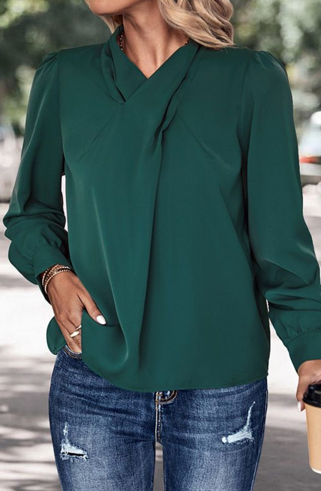 Cross Neck Detail Blouse