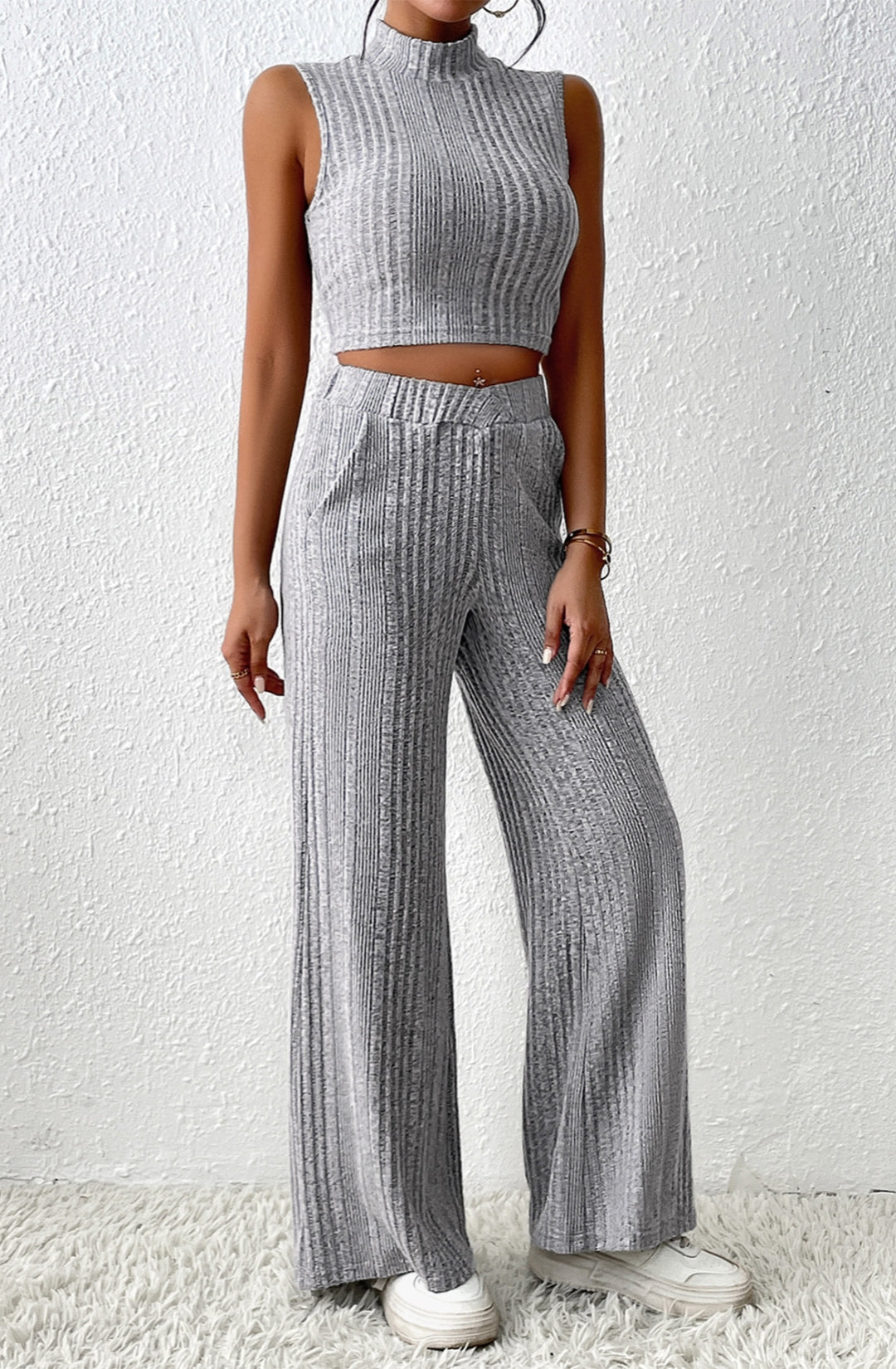 Textured Knit Top and Pants Coordinates