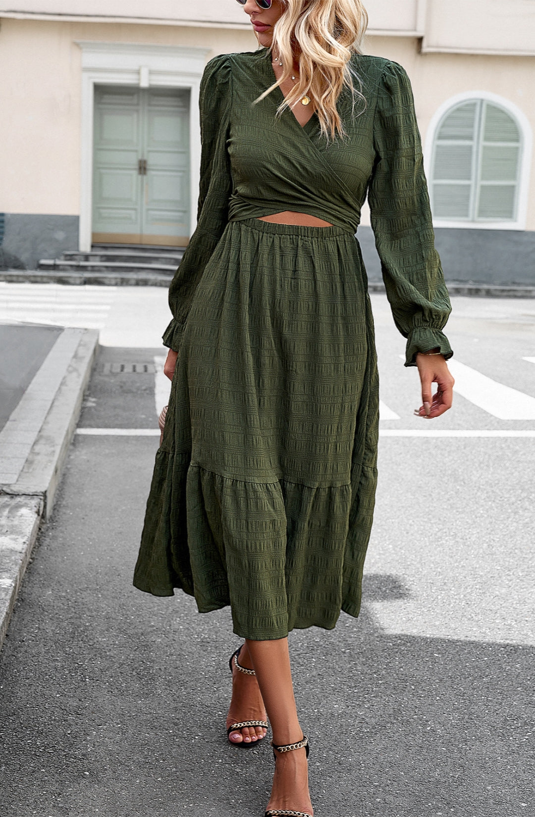 Cross Front Textured Dress