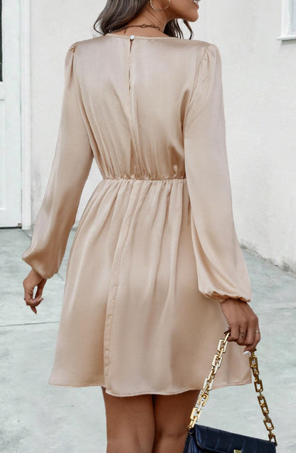 Pleated Detail Twist Waist Dress