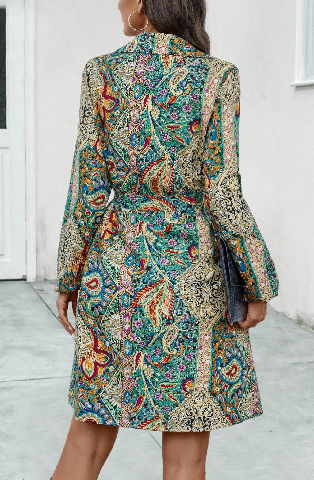 Vestido camisero con botones y estampado de cachemira