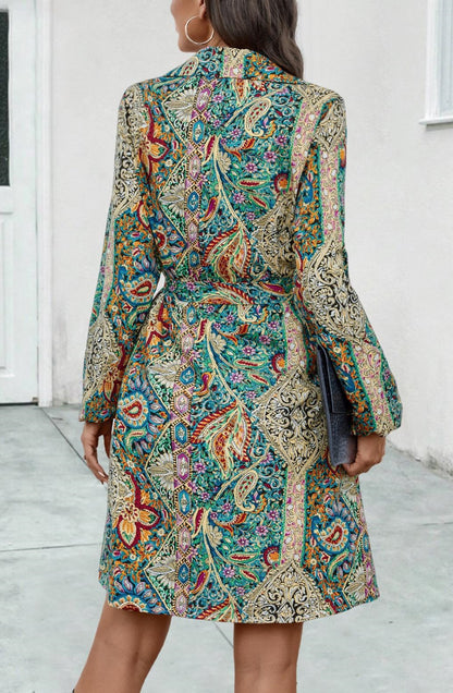 Paisley Print Button Down Shirt Dress