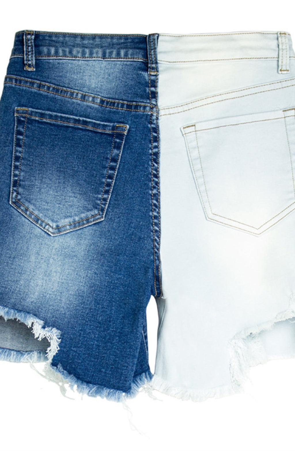 Pantalones cortos de mezclilla lavados en dos tonos