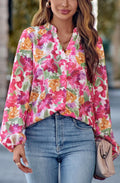 Blusa multicolor con escote en V dividido