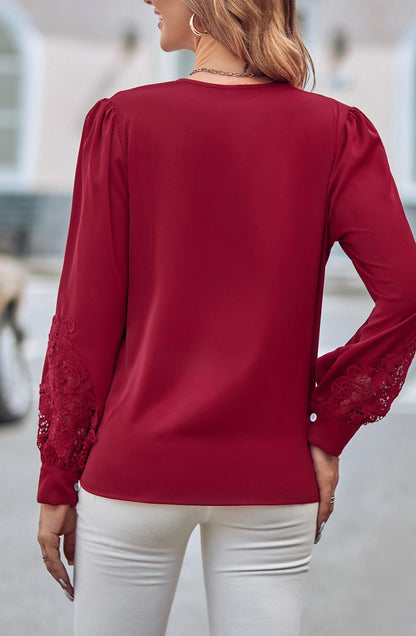 Lace Detail V Neck Blouse