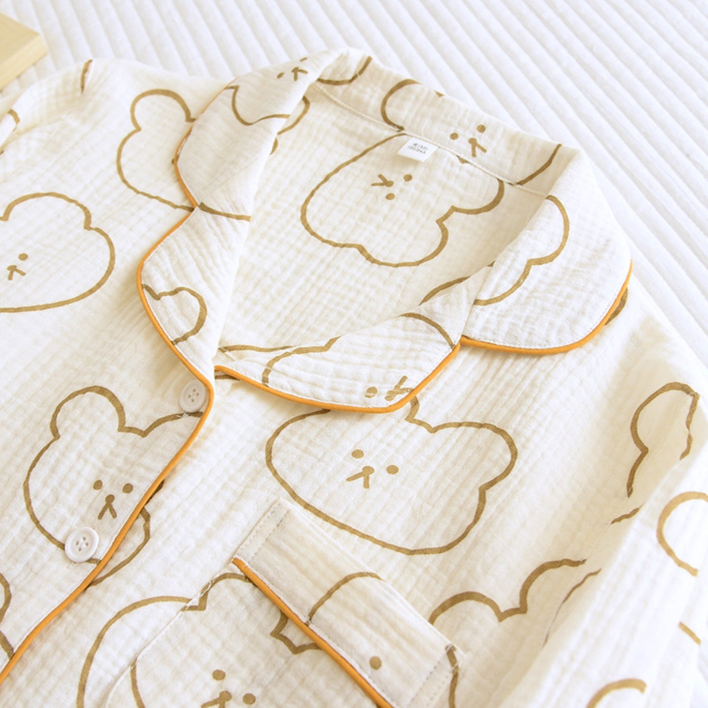 Bear Pattern Textured Pajama Coordinates