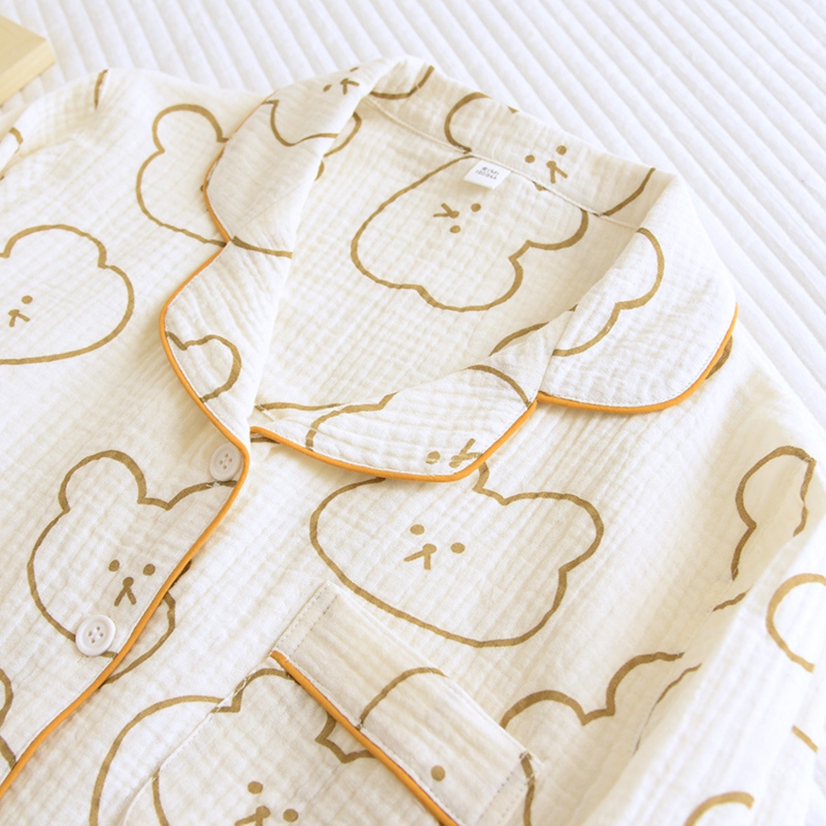 Bear Pattern Textured Pajama Coordinates
