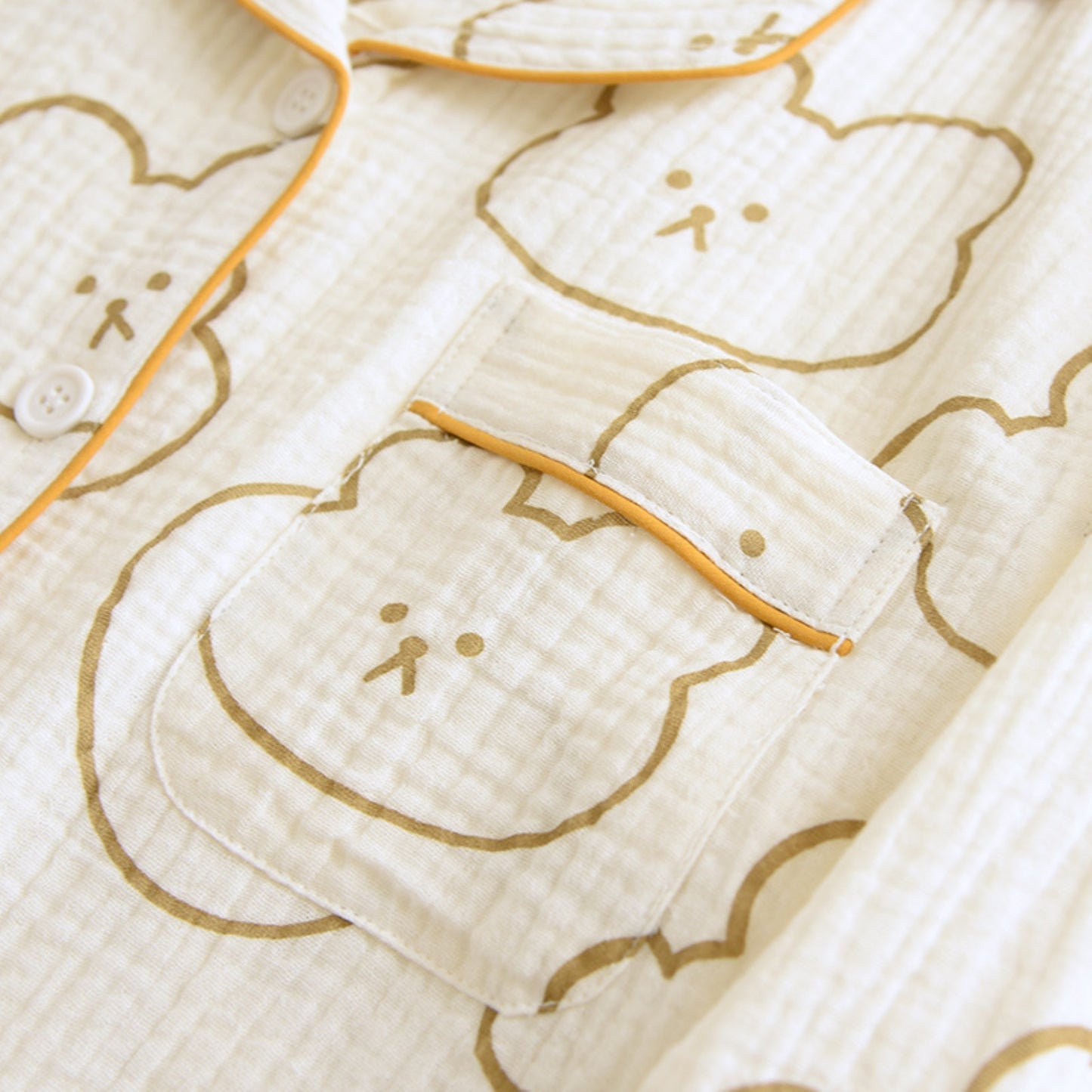 Bear Pattern Textured Pajama Coordinates