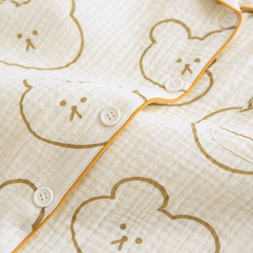 Bear Pattern Textured Pajama Coordinates