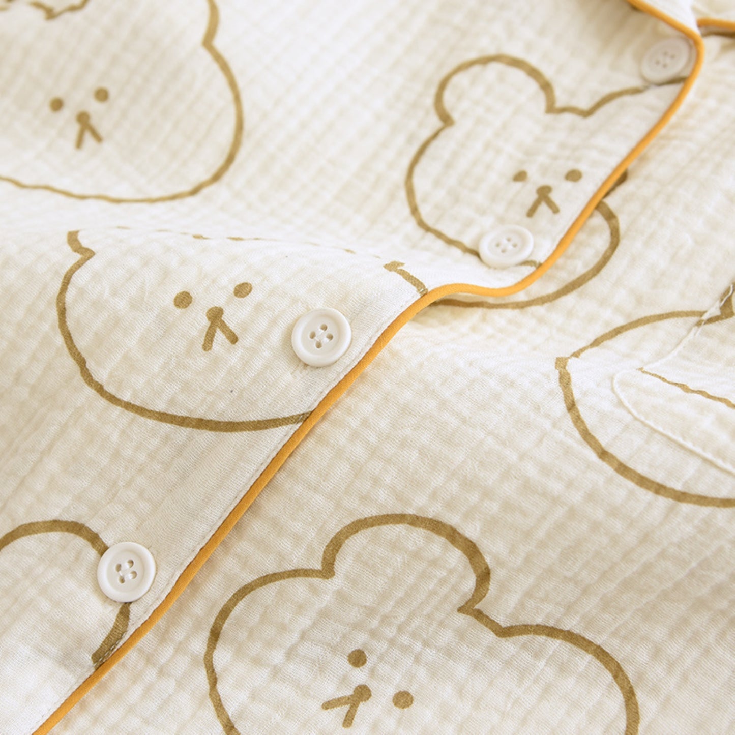 Bear Pattern Textured Pajama Coordinates