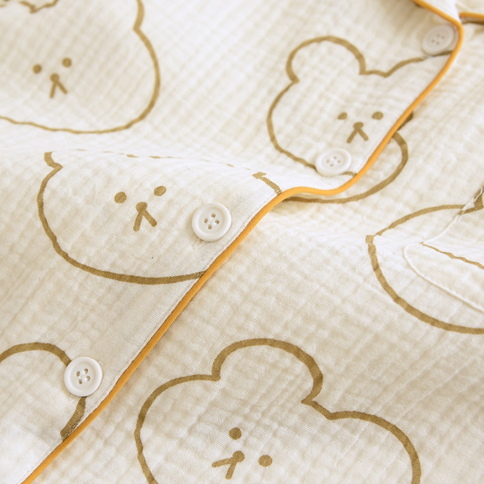 Bear Pattern Textured Pajama Coordinates