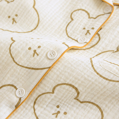 Bear Pattern Textured Pajama Coordinates