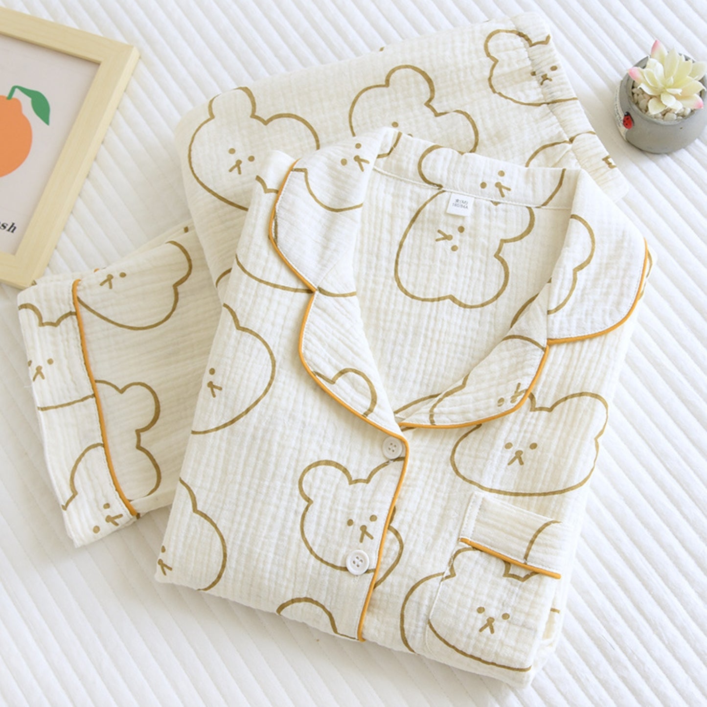 Bear Pattern Textured Pajama Coordinates