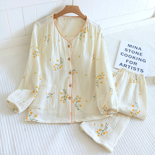 Textured Floral Print Pajama Coordinates