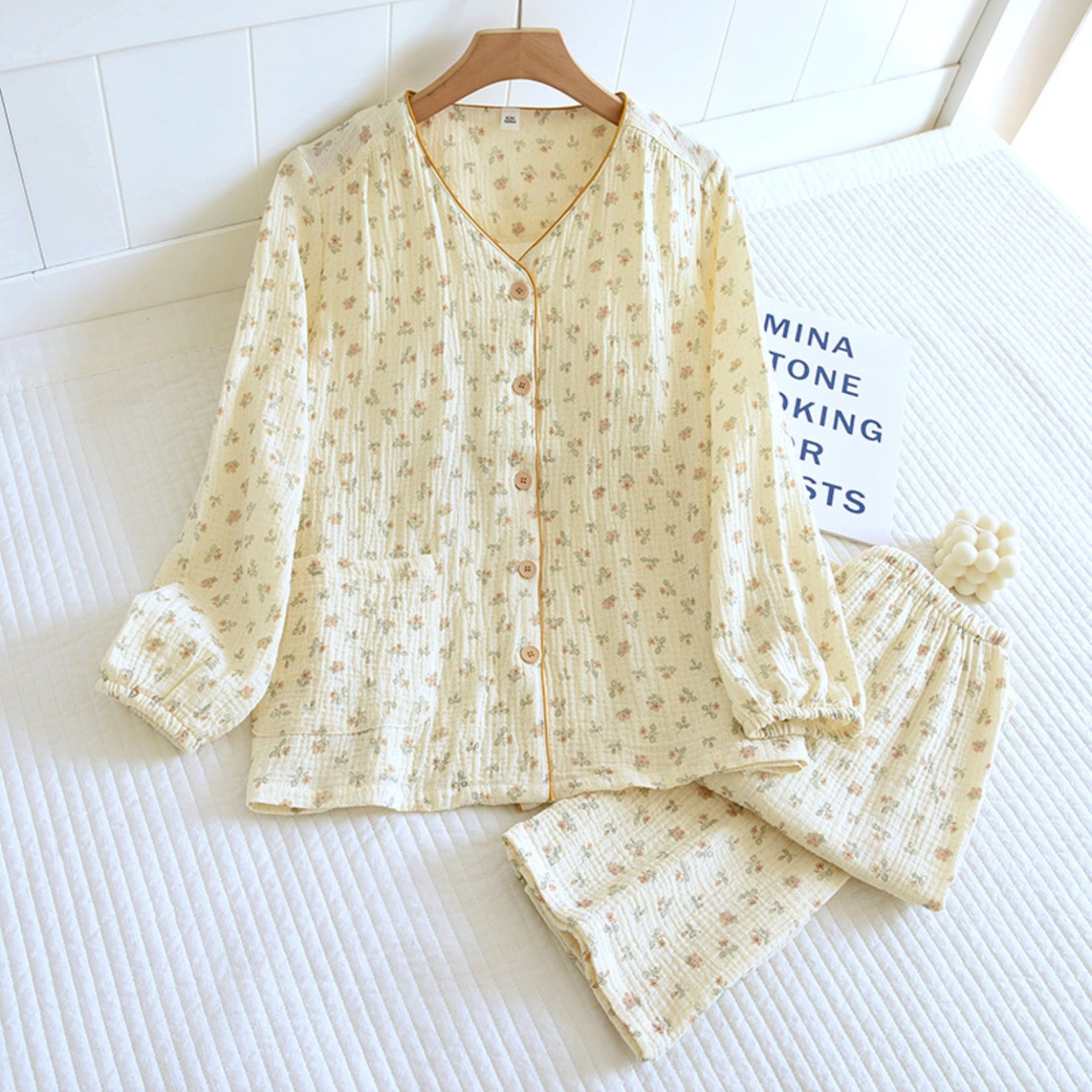 Textured Floral Print Pajama Coordinates