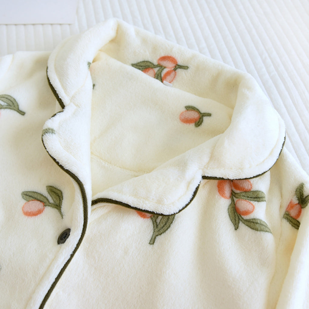 Floral Print Fuzzy Pajama Coordinates