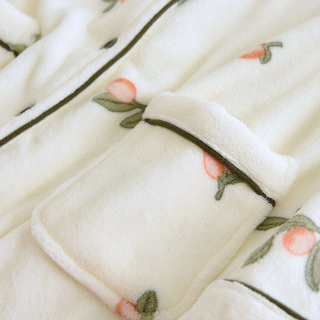 Floral Print Fuzzy Pajama Coordinates