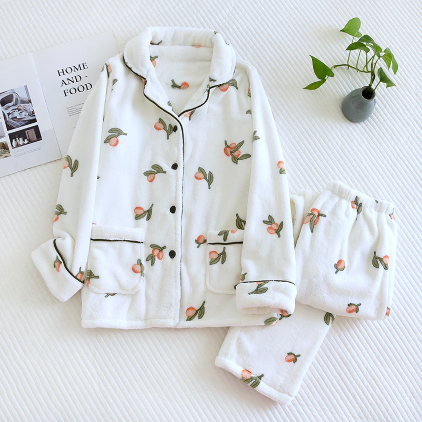 Floral Print Fuzzy Pajama Coordinates