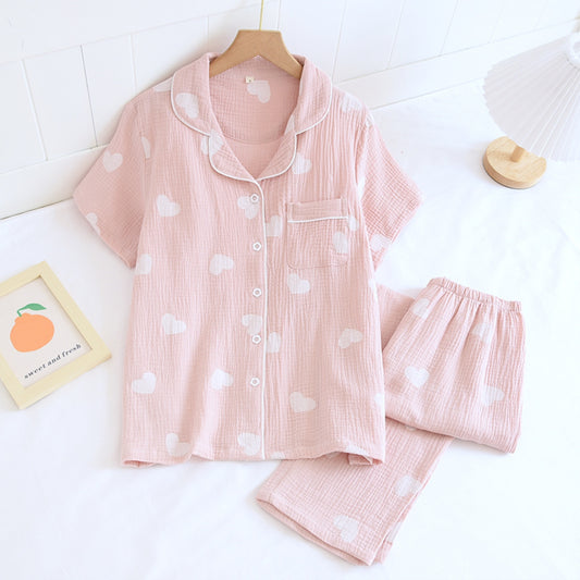 Textured Heart Print Pajama Coordinates